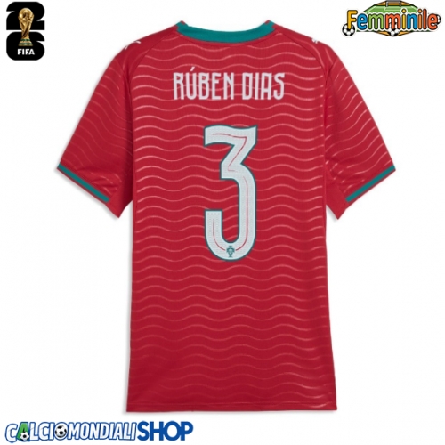 Maglie da calcio Portogallo Ruben Dias #3 Prima Maglia Femminile Mondiali 2026  Manica Corta
